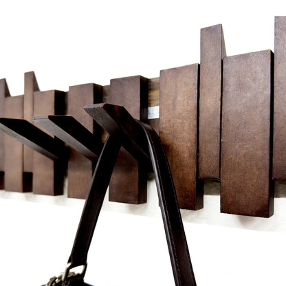 ArtBeek Wall Mounted Coat Rack with Hooks Wooden Wall Mount Piano Key Coat Rack 8 Hooks Solid Wood Coat Rack Wall Mount for Entryway, Living Room, Bedroom, Hallway (22")