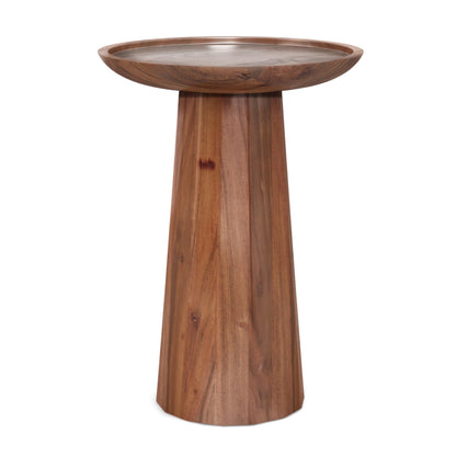 SIMPLIHOME Dayton End Table - 13 inch Wide Solid Acacia Wood Round Accent Table in Light Cognac, Handcrafted Contemporary Nightstand or Lamp Stand for Living Room with Textured Finish, Assembled