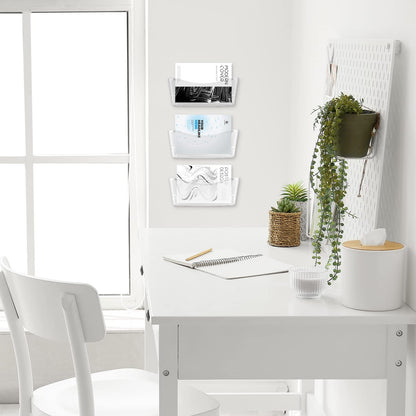 Jetec Acrylic Wall File Organizer Clear Single Pocket Wall Mount File Holder Set 14 x 7 x 3 inches Acrylic Hanging Wall Organizer for Mail Letter Magazine Office Home(4 Pieces)