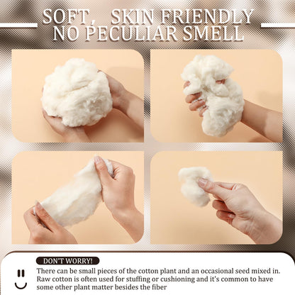 Berlune 500g/1.1lb Cotton Stuffing for Stuffed Animals Soft Pillow Natural Organic Cotton for Pillow Stuffing for Craft Toys Cloud Decorations and More