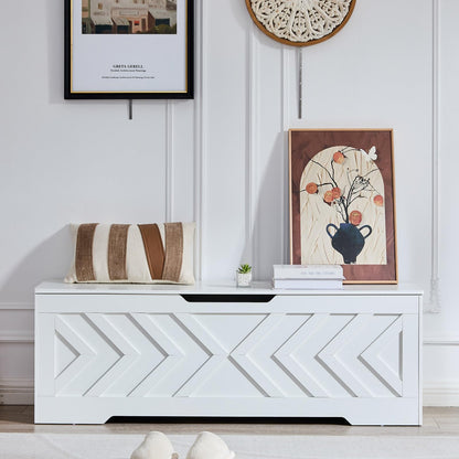 XDliv 55.1” Storage Bench, Extra Large Entryway Bench with Storage,Storage Chest with 2 Safety Hinges,Blanket Storage,Shoe Storage Chest for Bedroom,Living Room,Easy Assembly. (White)