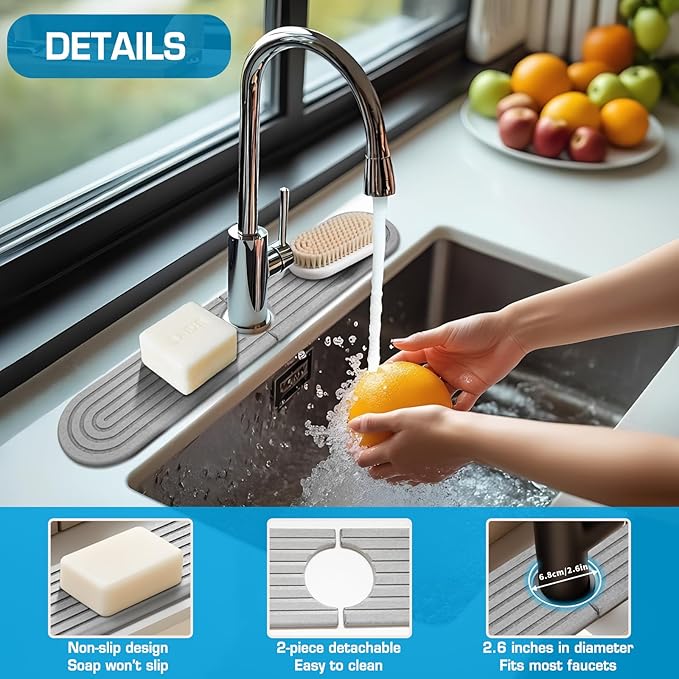 Diatomite Stone Faucet Mat For Kitchen Sink-Absorbent Fast Drying Stone Sink