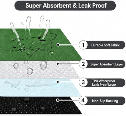 2 Pack Washable Pee Pads for Dogs 24"x24", Reusable Training Puppypads Absorbency Non-Slip & Leak-Proof for Pet Whelping Box Playpen Crate Sofa Bed Floors (Green)