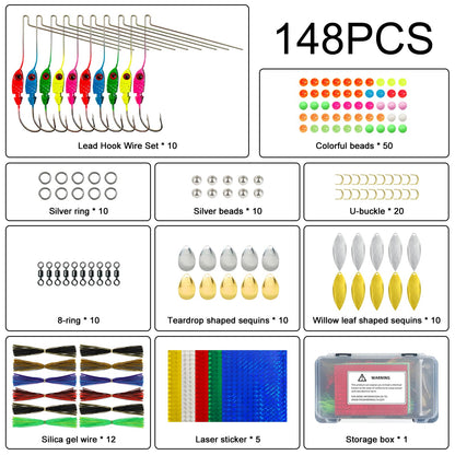 FREE FISHER 148Pcs Spinner Making Kit Spinner Blades, Spoon, Jig Head Spinner Shaft, Silicone Jig Skirts, Fishing Beads, Swivels, Clevis U-Shaped Links for Spinnerbaits DIY Making Kit for Bass Trout
