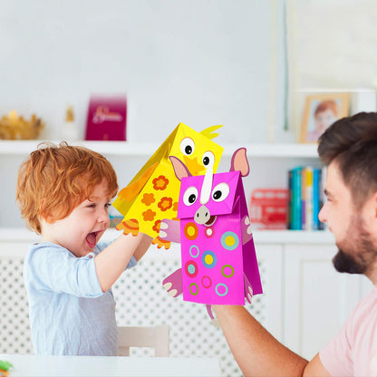 WATINC 9Pack Hand Puppet Art Craft - DIY Making Your Own Paper Sock Puppets Kits Wiggle Googly Eyes, Imaginative Early Learning Classroom Family Storytelling Games Pretend Party Supplies (Animals)