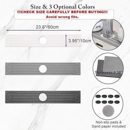 WIFORH Faucet Mat for Kitchen Sink, 24 inch Long Diatomite Fast Drying Stone