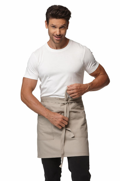 Guolamy Unisex Waist Apron Half Bistro Apron Server Aprons with Pockets Waterproof 4251BY(Khaki,1Pack
