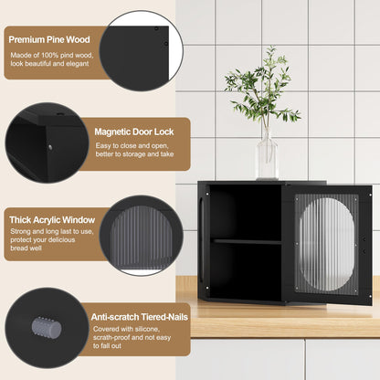 Alpeir Corner Bread Box, Double Layer Large Storage Capacity, Black