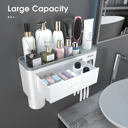 iHave Toothbrush Holders for Bathrooms, 3 Cups Toothbrush Holder Wall Mounted