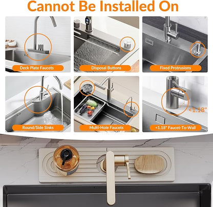 15.7 Inch Stone Faucet Mat for Kitchen Sink Splash Guard, Diatomite Sink