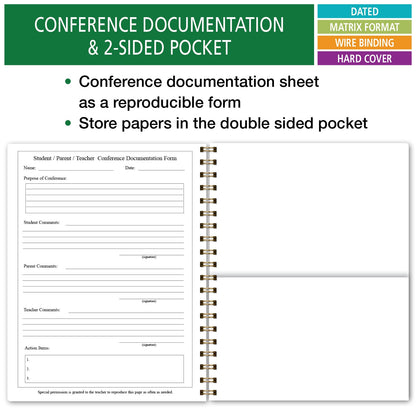 Elan Publishing Company HARDCOVER 7 Period Dated Teacher Lesson Plan; Days Horizontally Across The Top Dated for 2026-2027 Academic Year with Bonus Clip-in Bookmark (Tree Seasons)