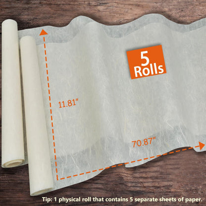 Mulberry Paper Washi Paper Rice Paper for Decoupage: 5 Rolls 11.8 x 70.87 Inches Rice Paper for Printing Decoupage Art Crafts Origami DTY