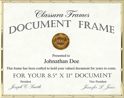 YiPinYin Gold 8.5x11'' Bamboo Detail Designs Metal Certificate Frame 2pack,8.5x11'' Document Frames,Elegant Gold Plated Certificate Frames With Soft Touch Velvet & Backing for Desktop and Wall Décor