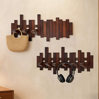 Coat Rack Wall Mount, Coat Hooks Wall Mount, Wall Mounted Coat Rack, Heavy Duty Wall Coat Rack with 6 Hooks, Acacia Wood Piano Coat Rack for Hanging Coats, Keys, Hats, Bags