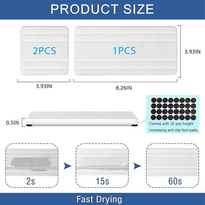 3PCS Water Absorbing Stone Tray, DryingNeat Diatomite Stone Sink Tray, Instant