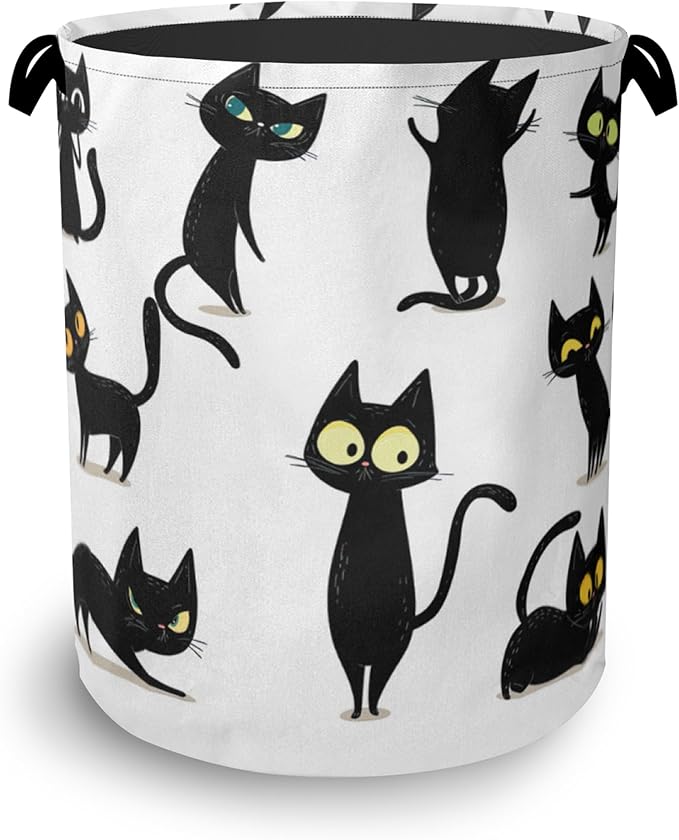Funny Black Cat Laundry Hamper, Dirty Clothes Laundry Basket