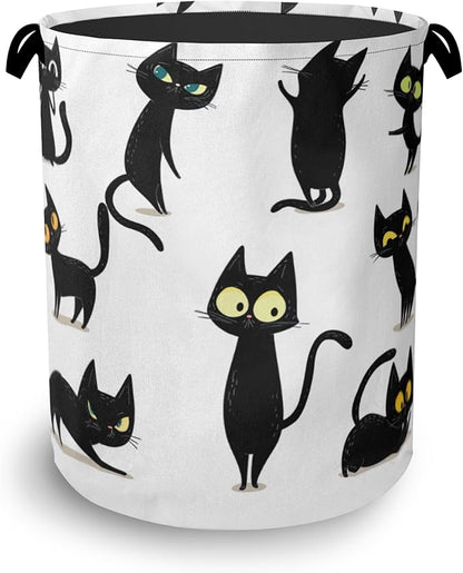 Funny Black Cat Laundry Hamper, Dirty Clothes Laundry Basket