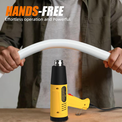 Heat Gun 1300W for Vinyl Wrap,Crafting,Shrink Tubing,Paint,Epoxy Resin,Candle Making,Adjustable Temperature,Overload Protection Hot Air Gun Kit Nozzles (Yellow, Two-Gear Button Temperature Control)