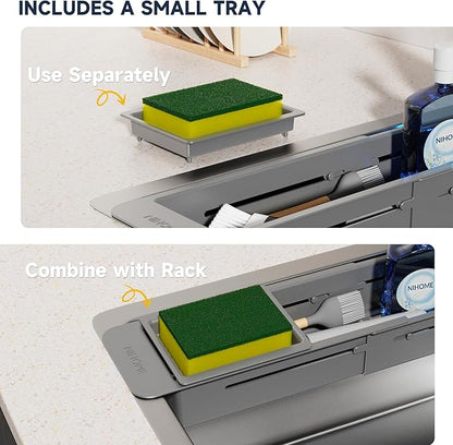 NiHome Extendable Over Sink Kitchen Organizer, Small Telescopic Brush Storage