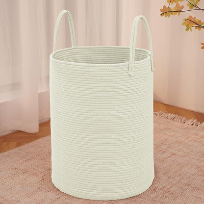 Large Woven Laundry Basket Hamper, 100L Cotton Rope Storage Bin