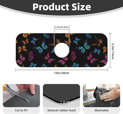 Butterfly Abstract Butterflies Kitchen Sink Splash Guard Faucet Mat Super