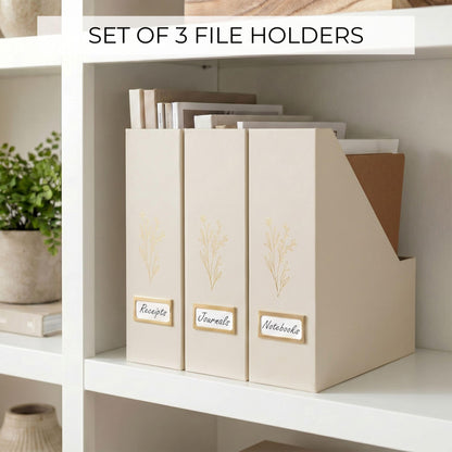 Beautiful Magazine Holder Set of 3 - Sturdy File Holder to Organize Your Desk Or Shelves - The Perfect Office Storage to Effortlessly Organize Your Paperwork/Files, Magazines, Books Or Binders