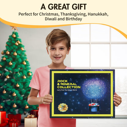 BTYCityMao Rock Collection for Kids - 36pc Cool Rocks and Gems Stones Crystals Kit - Rocks and Minerals Science Kit with Learning Guide - Earth Science Activity Kit - Rock Collection Box for Kids