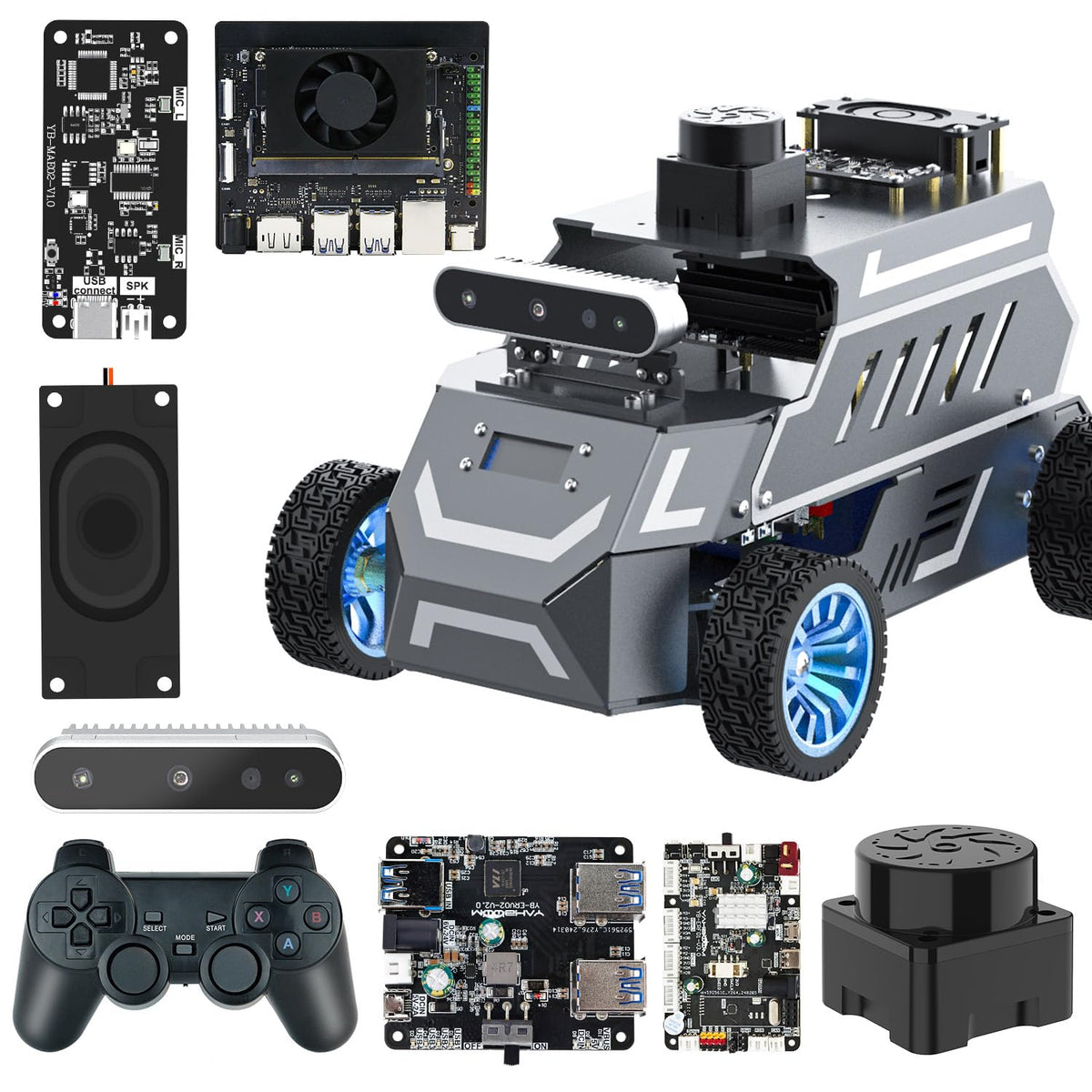 Yahboom for Jetson Orin Nano 8GB Super Ackerman Chassis, ROS2 AI Coding Robot with Large AI Model, SLAM Mapping and Autonomous Driving(Superior Ver with Orin Nano 8GB)