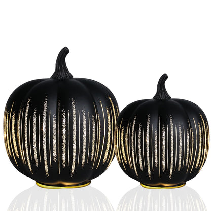 Halloween Decorations Indoor Halloween Pumpkins Illuminated Starry Night Fall Glass Pumpkin for Thanksgiving Fireplace Tabletop Party Home Bedroom Decor Gift 2 Pack