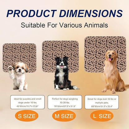 Puppy Pads with Pheromones, Washable Pee Pads for Dogs Potty Training, Reusable Dog Mat with Pet Hair Removal Gloves for Playpen, Crate, Whelping Box (Brown,L)