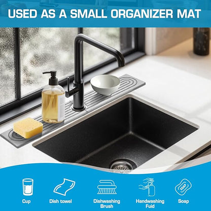 Faucet Mat for Kitchen Sink, Diatomite Quick Drying Tray, Long 23.6'' Kitchen