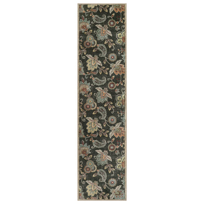 Morebes Floral Washable Hallway Rug 2x8, Brown Rugs for Entryway Non Slip,Long Bath Mat Distressed Paisley Kitchen Runner Rug Indoor Floor Carpet for Entry Laundry Foyer Nursery Rv