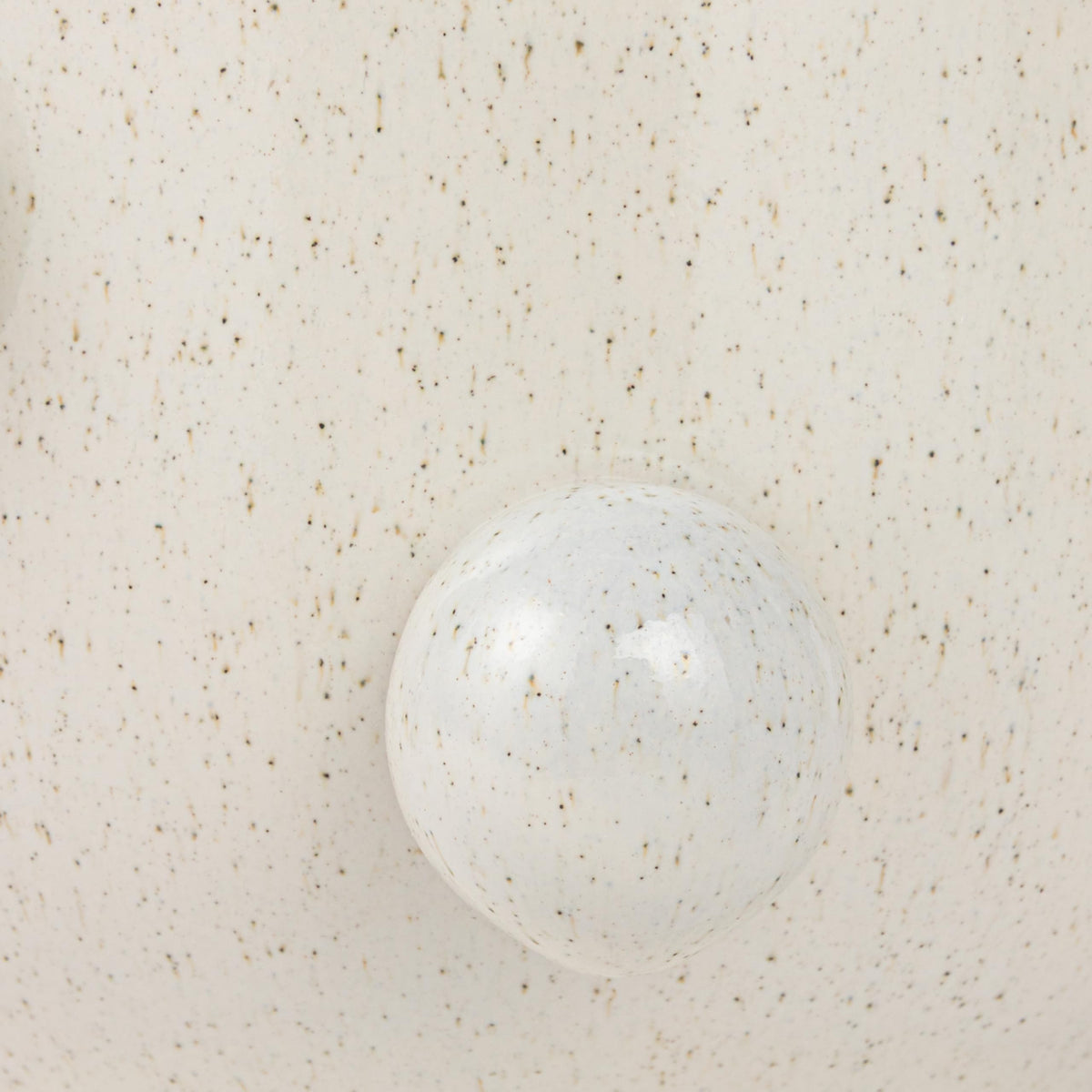 9 Inches Round Stoneware Planter with Orbs and Reactive Glaze, Holds 8 Inches Pot, Speckled Cream