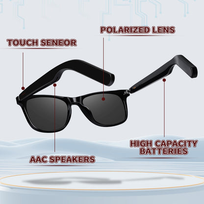Smart Sunglasses Glasses for Men Women with AAC Speaker Open Ear Music Touch Buttons Remote Photo Voice Assistant Hand-free Calling, Unisex Audio Intelligent Bluetooth 5.0, Great Gift for Friends
