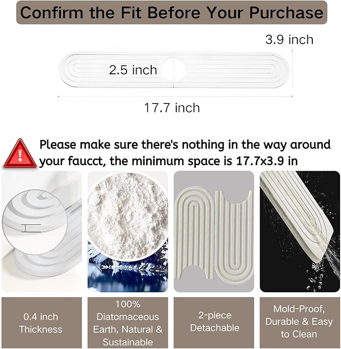 Diatomite Faucet Mat for Kitchen Sink