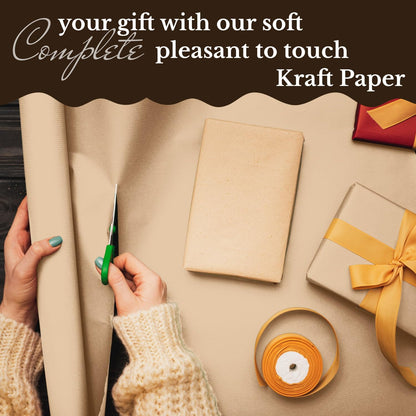 Paclord Flower Wrapping Kraft Paper, 12" x 1200" (100 ft), 45 lbs Thickness – Brown Paper Roll for Bouquet Wrapping, Floristic Shops, and Flower Decorations