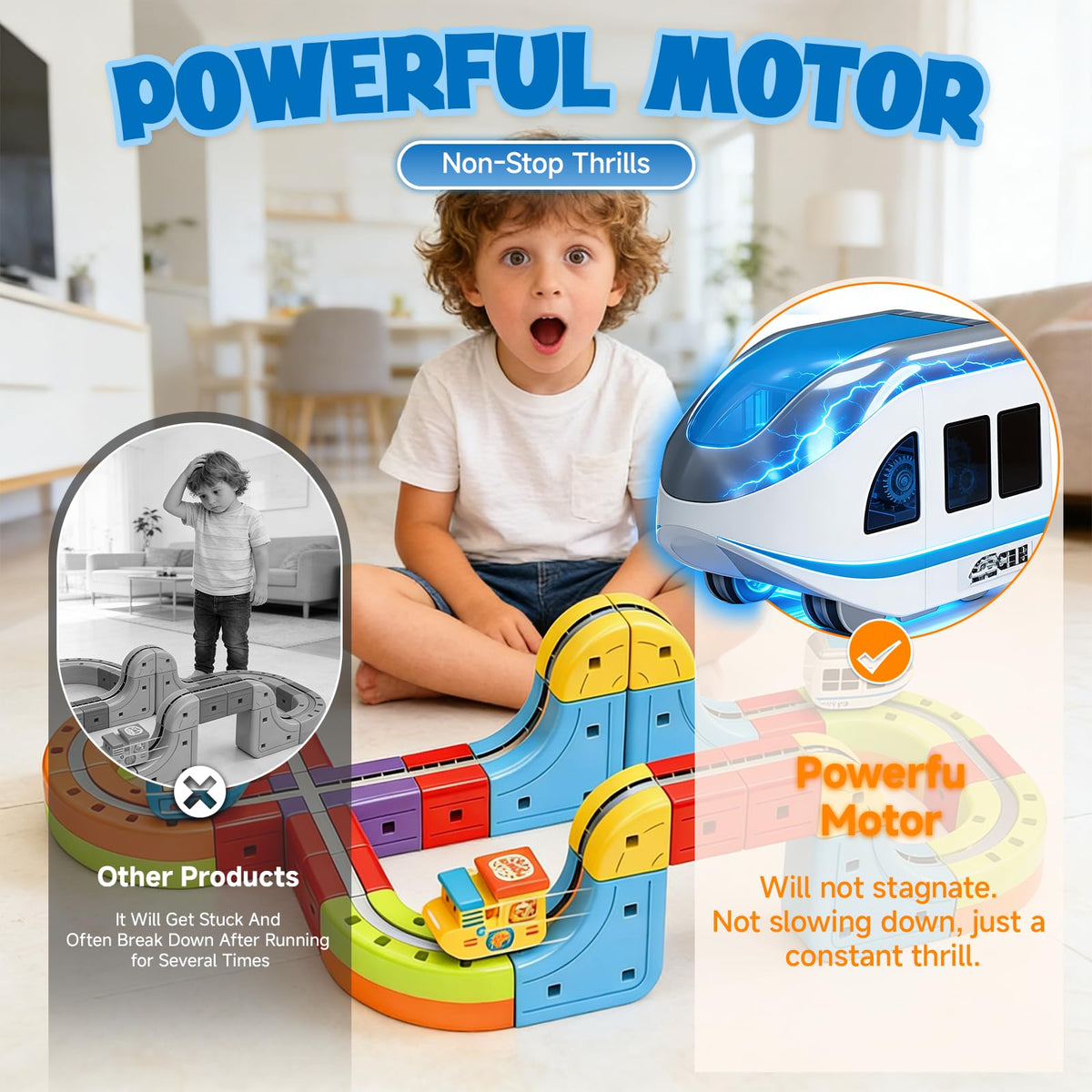 3D Infinity Cube Track Magnetic Electric Train Set for Kids 4 6 7 8,Toy Vehicle Playsets for Toddlers 3-5 Train Set Learning Gift,88 Pcs/2 car