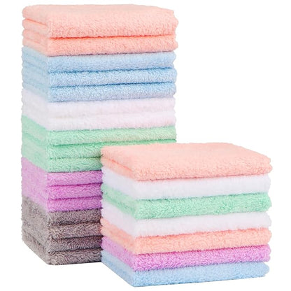 Orighty Baby Washcloths 24-Pack, Microfiber Coral Fleece Baby Towels, Super