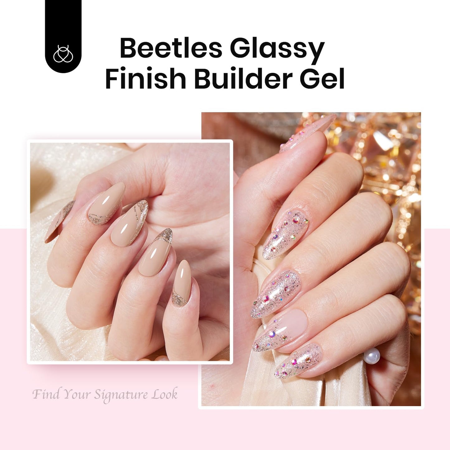 Beetles Builder Gel for Nails-3 Colors 9 in 1 Nail Extension Sculpting Building Clear Nude Pink Hard Gel Kit with Base Top Coat for Pros Women,UV & LED Lamp Cured Needed
