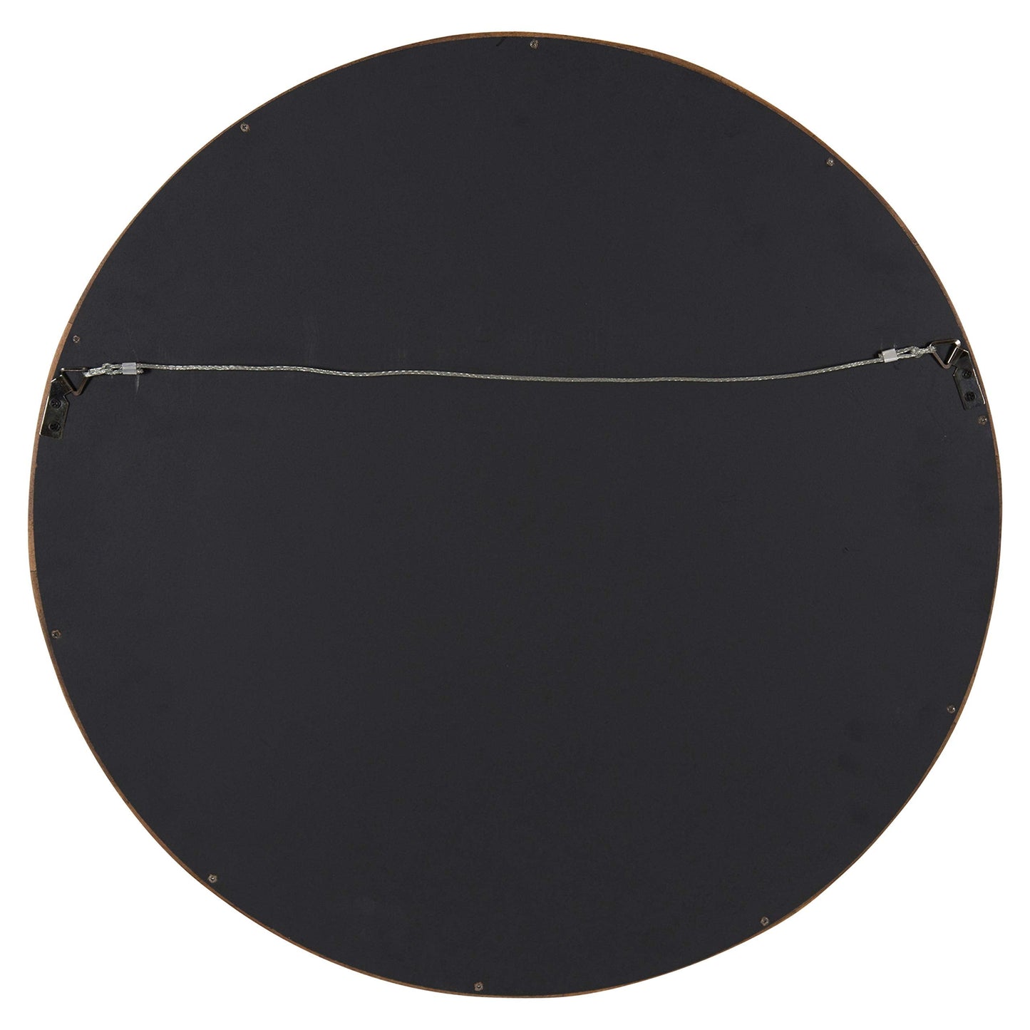 Kate and Laurel Hutton Round Decorative Modern Wood Frame Wall Mirror, 22 Inch Diameter, Walnut Finish