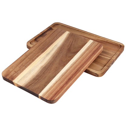 SOUJAP 4Pack 12 x 8 x 0.6 Inch Wooden Serving Tray, Rectangular, Solid Wood, for Kitchen Counter, Bathroom and Home Decor