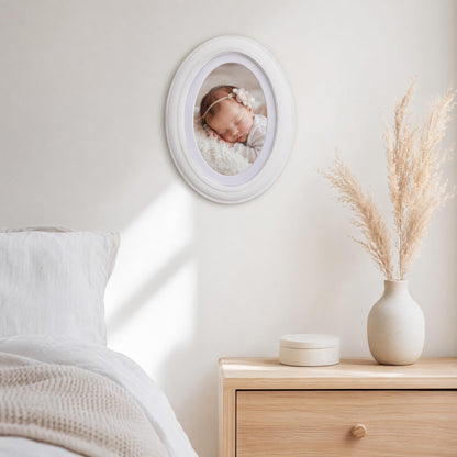 ABOOFAN 5 Pack Oval Picture Frame 5x7, Wooden Oval Photo Frame for Wall Decor, Timeless White Design for Family Portraits, Wedding Baby Photos, Easy to Hang with Seamless Nail and Hook