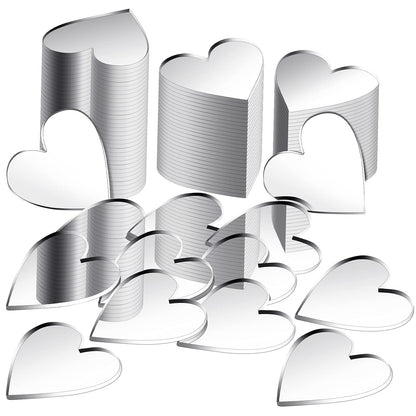 Jetec 100 Pcs Heart Shaped Mirror Tiles, Tiny Mirrors for Crafts, DIY Mosaic Small Circle Mini Mirror Tiles for Arts and Crafts Projects, Traveling, Framing, Room Home Decor(2 Inch)