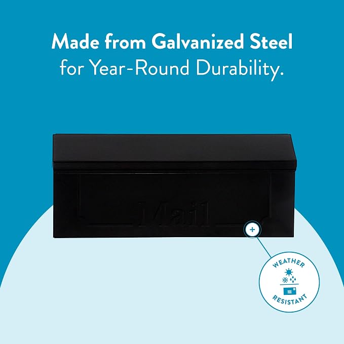 ARCHITECTURAL MAILBOXES Townhouse Galvanized Steel, Wall-Mount Mailbox, Black Small | Galvanized steel build for outside with weather-resistant outdoor construction and a rust-resistant powder-coat finish.