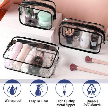 YOQIVEXU 6 Pieces Clear Cosmetics Bag Bulk, TSA Approved Toiletry Bag for Travel, PVC Zippered Clear Pouch Cosmetic Makeup Bag Waterproof Vinyl Plastic Organizer Case for Vacation Bathroom (Large)