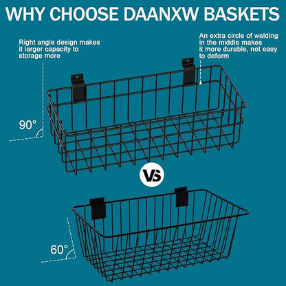 4 Pack Large Size Slatwall Baskets Set, Ventilated Metal Hanging Storage Slat