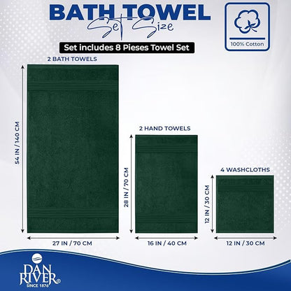 DAN RIVER 8 PC Luxury Bath Towels