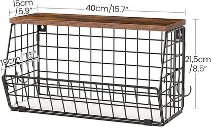 2-Tier Fruit Basket for Kitchen, Stackable wire basket