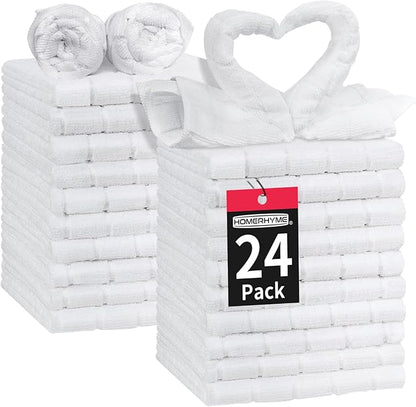 HOMERHYME White Washcloths, 24 Pack Microfiber Face Cloths, Soft Bulk Fingertip