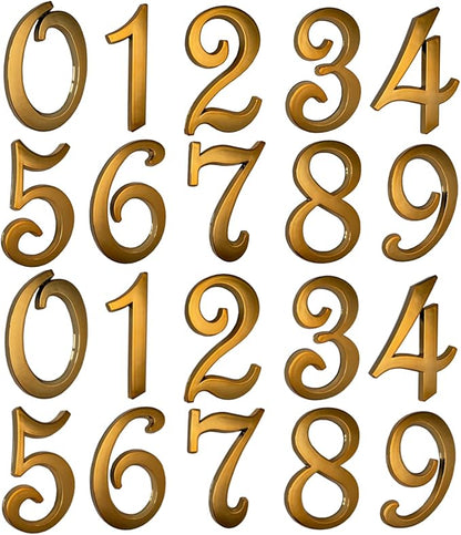 3 Inch Gold House Numbers Stickers for Mailbox Apartment Hotel Office Room Door Address Sign Home Business Decoration Project. (Gold)